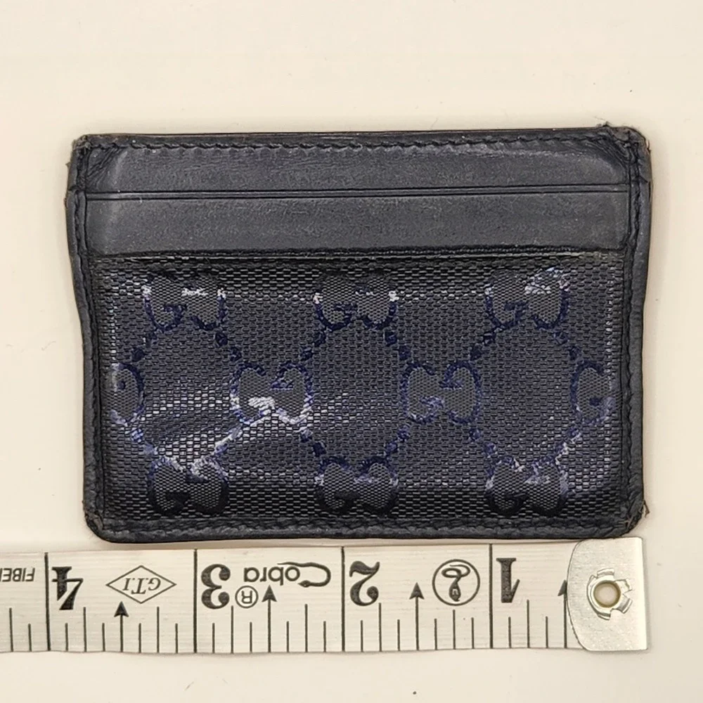 GUCCI GG Supreme Monogram Card Holder Case Navy Blue Black Compact Mens